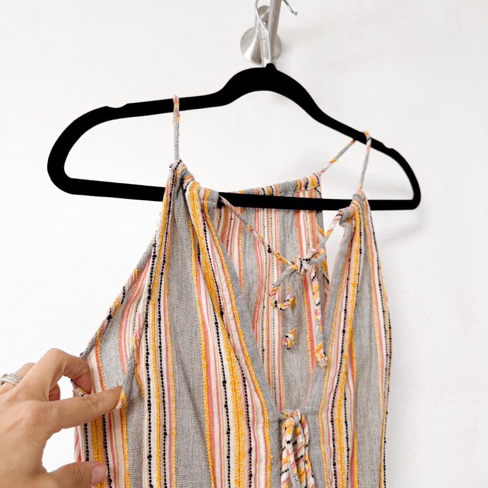 Others Follow Gemini High Neck ‎ Striped Open Back Tank Top Multicolor Coral  XS - Picture 7 of 12